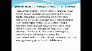 PERAN DAN FUNGSI MASJID KAMPUS!!! PERAN DAN FUNGSI MASJID KAMPUS!!!