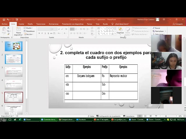17/09/2020,castellano,tercero, semana 30,retroalimentación de sufijo y prefijo.