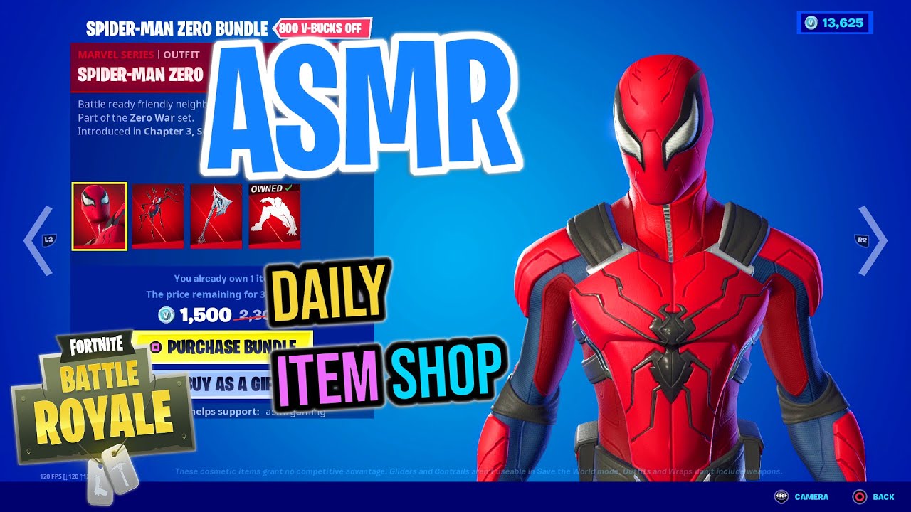 ASMR Fortnite NEW Spider-Man Zero Skin! Daily Item Shop 🎮🎧 Relaxing Whispering 😴💤