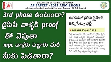 Ap eamcet bipc counselling 2021 latest news & Ap Eamcet Bipc 3rd phase details