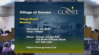 Details Monday, November 28, 2022 Village of Gurnee Regular Board Meeting Guide