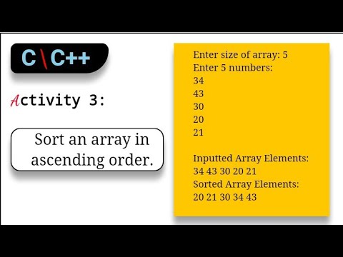 Sort an array in ascending order (Bubble Sort) - TAGALOG | C\C++ - YouTube