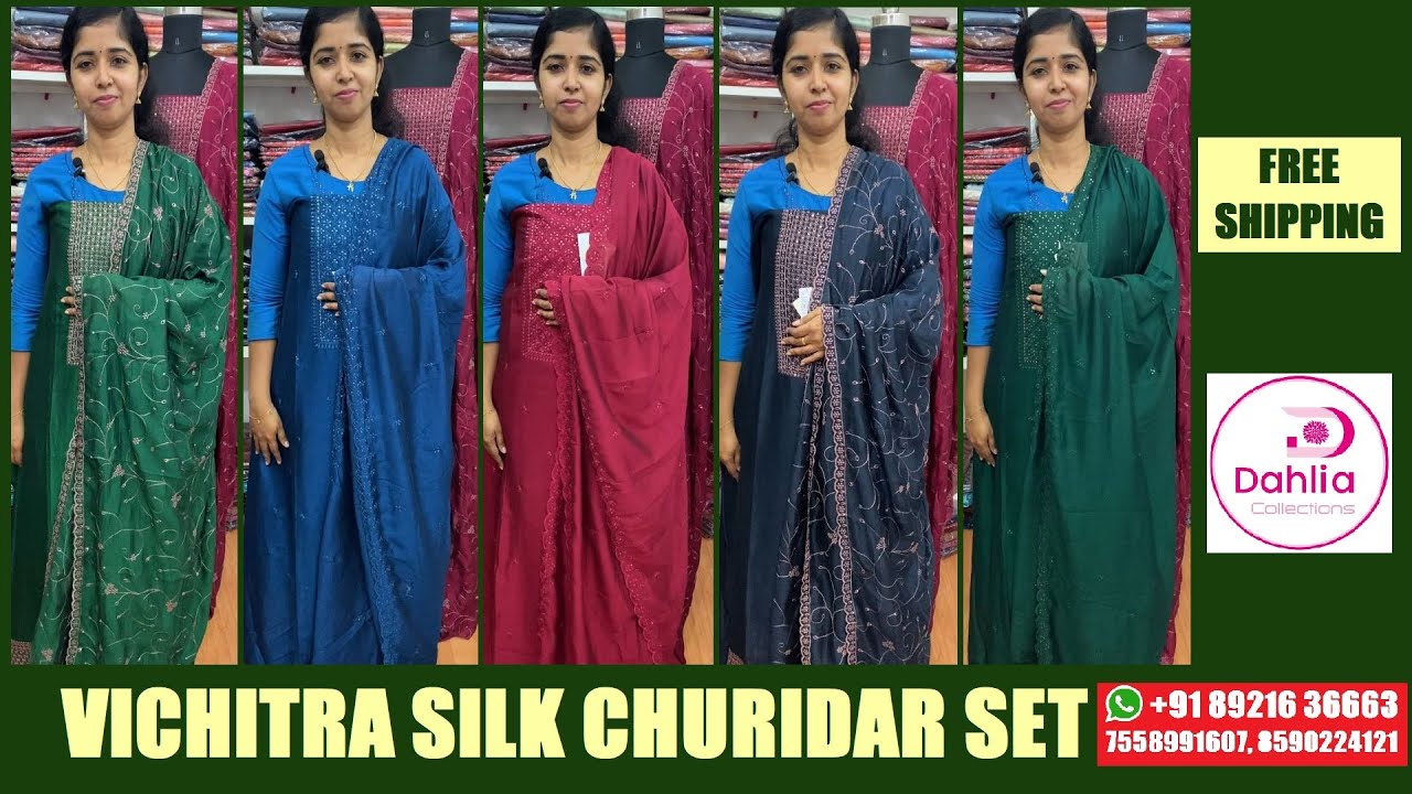 Latest Collection of Vichitra Silk Churidar Materials Online Shop for