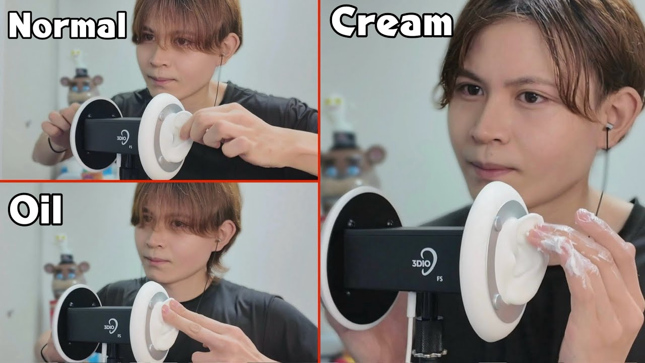 【ASMR】”素手”オイル”クリーム”耳介強マッサージDeep Outer Ear Massage with Bare Hands, Oil & Cream【3DIO】