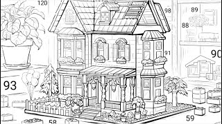 classic style miniature house made from Lego blocks| Coloring Games screenshot 4