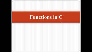 Functions in C