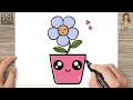 How to draw a cute flower pot  drawing and coloring for kids and toddlers