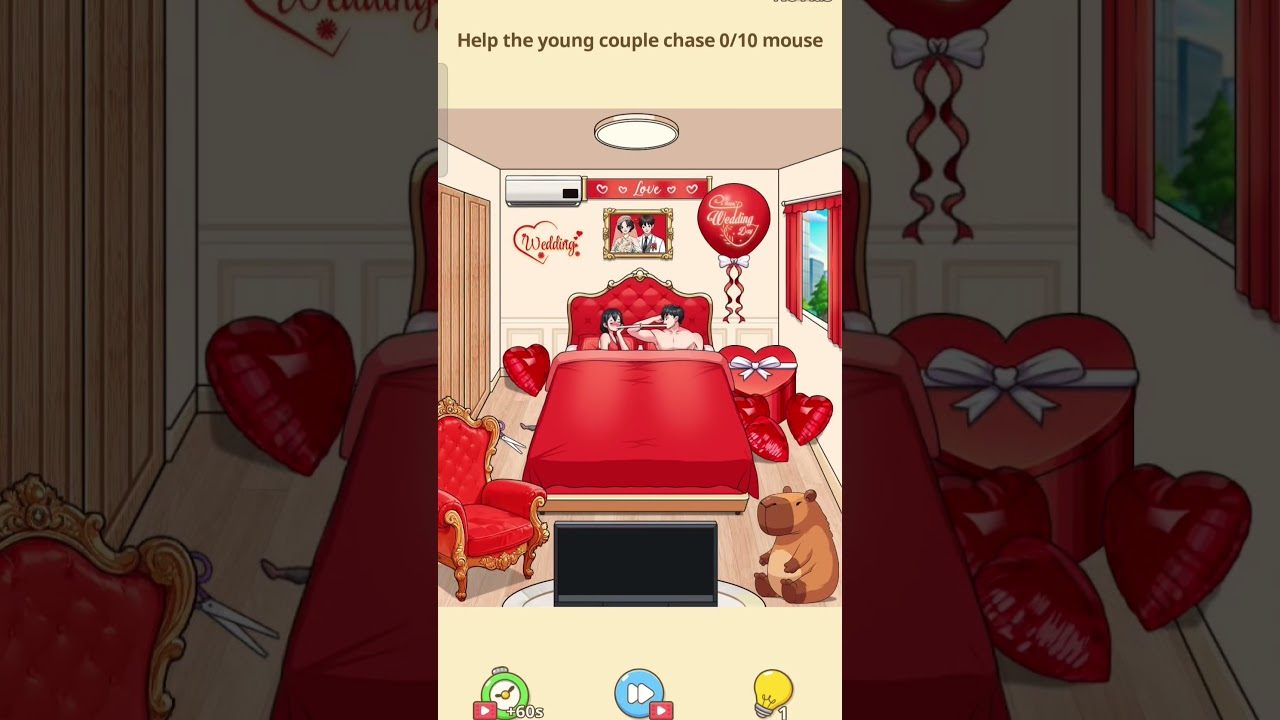 Think outside prank puzzle game level 4 Help the young couple chase 10 mouse