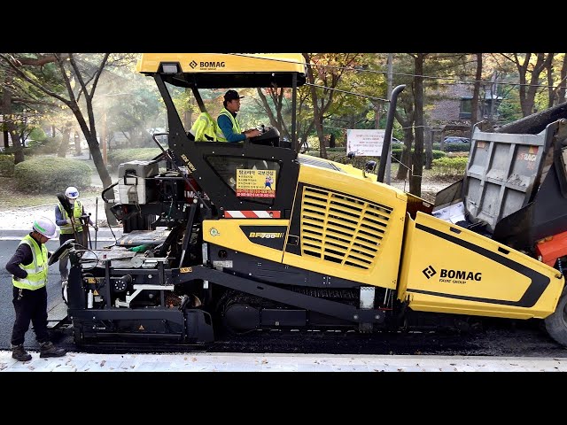 Amazing Korean Road Construction Process. New Asphalt Driveway Machinery Technology class=