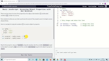 Lesson 82 - accessing object properties with dot notation - freecodecamp