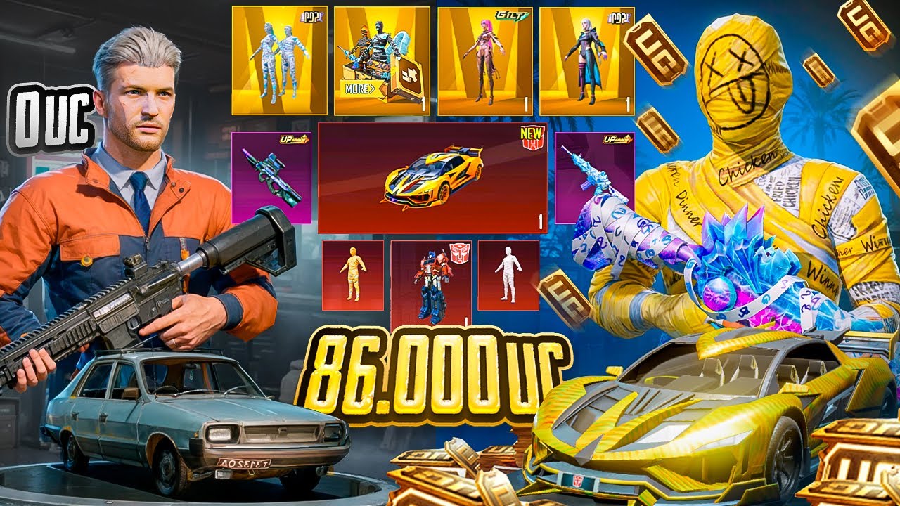 $86 000 UC! 🔥 ДОЖДЬ ИЗ МУМИЙ - ПРОКАЧКА АККАУНТА ПОДПИСЧИКУ! 🤩