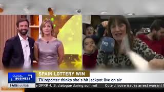 A spanish tv reporter who excitedly announced, live on air, that she
was 'not coming into work tomorrow' upon winning share of national
lottery, has apol...