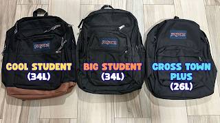 Full Jansport Backpack Comparison | Cool Student vs Big Student vs Cross Town Plus (34L vs 26L) Guide