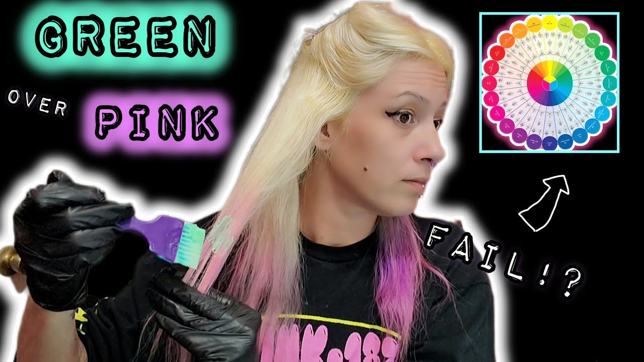 HAIR COLOR THEORY FAIL?! | Trying to CANCEL OUT PINK HAIR COLOR with ...