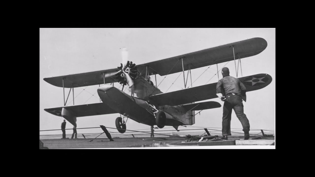 US Navy Loening OL-8A landing on aircraft carrier (1930s)