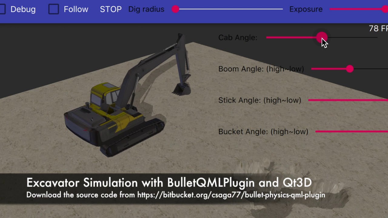 Excavator Simulation with BulletQMLPlugin and Qt3D YouTube