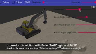 Excavator Simulation with BulletQMLPlugin and Qt3D screenshot 3