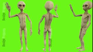 Alien salute. Loopable animation on green screen. 4k.