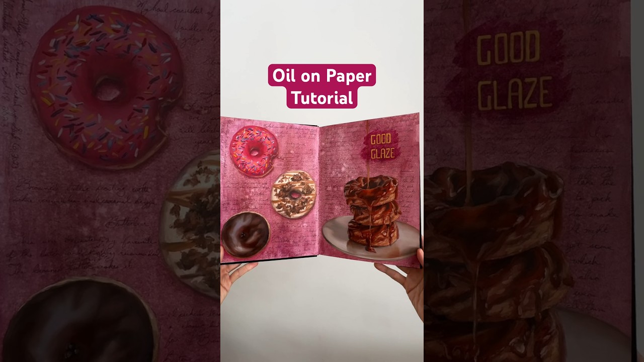 Donut Worry, Paint Happy 🍩 Easy Oil Painting on Paper Steps! 