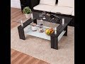 Costway Black Rectangular Tempered Glass Coffee Table Shelf Wood Living Room Furniture Costway Black Rectangular Tempered Glass Coffee Table Shelf Wood Living Room Furniture