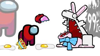 Mini Crewmate Kills 99 Nights in the Forest Evil Rabbit &amp; The Cat | Among Us