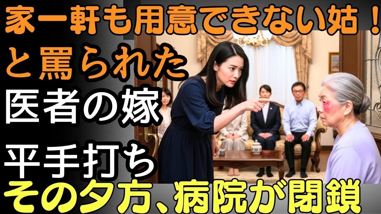 「家一軒も用意できない姑！」と罵られ、医者の嫁に平手打ちされた…その日の夕方、彼女の病院が閉鎖された  人生の教訓