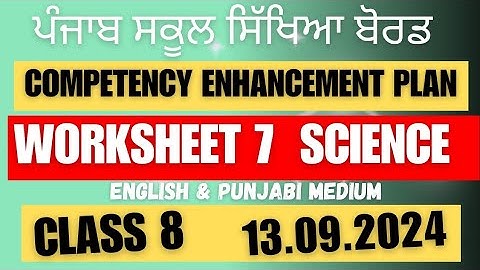 8th Class SCIENCE Worksheet 7 solution 13.09.2024 english and punjabi medium #newszone39
