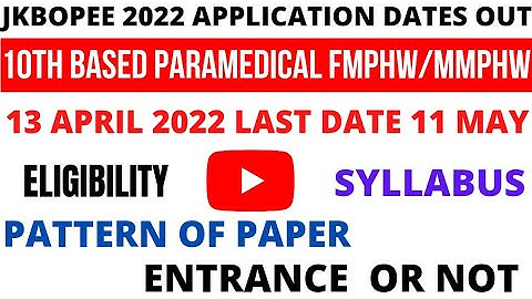 jkbopee 2022 FMPHW/MMPHW Courses Application dates out, eligibility pattern of paper #jkbopee #10k🙏💓