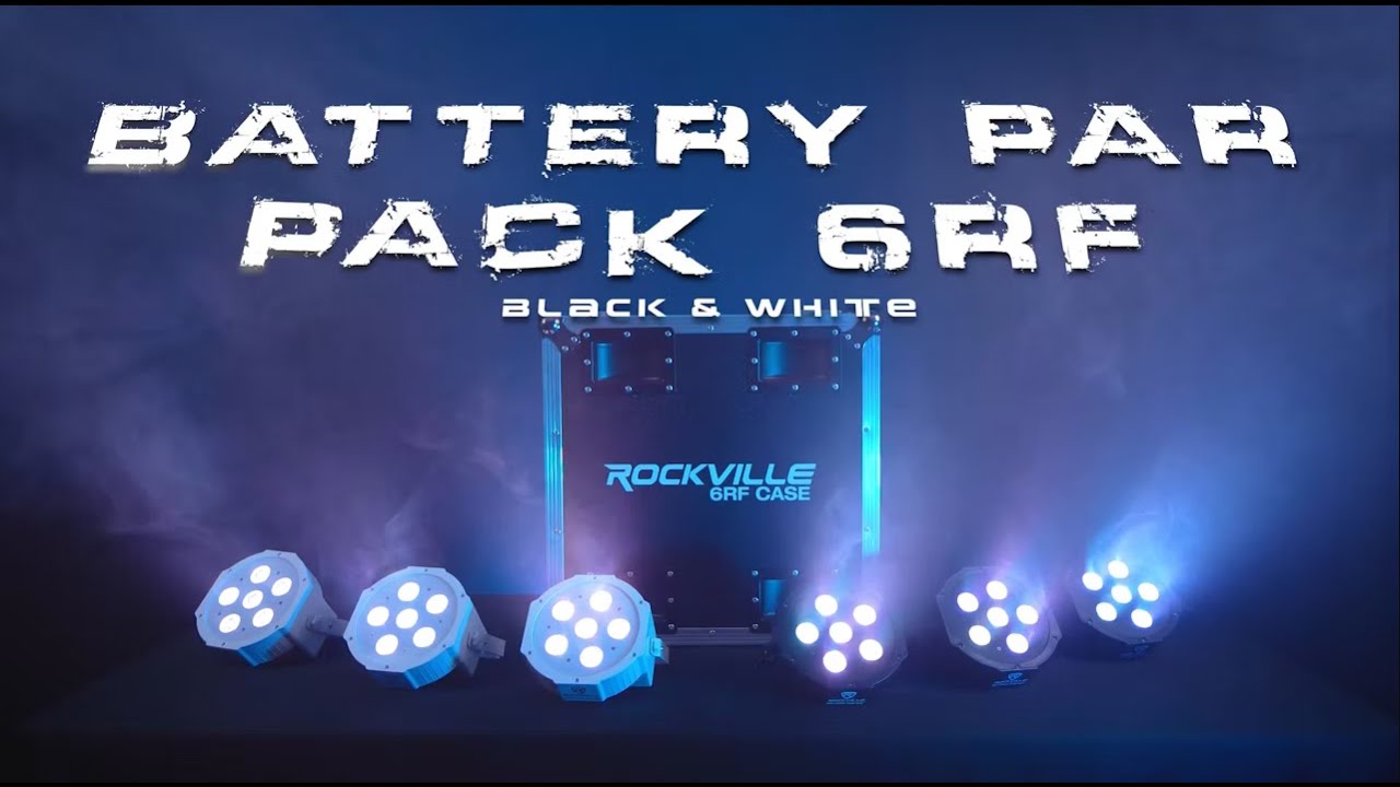 Rockville BATTERY PAR PACK 6RF Black & White (8) Rechargeable Wash