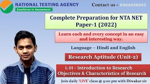 L 01 Introduction to Research, Objectives & Classification | NTA-UGC-NET/JRF - 2022 | By Diwakar sir