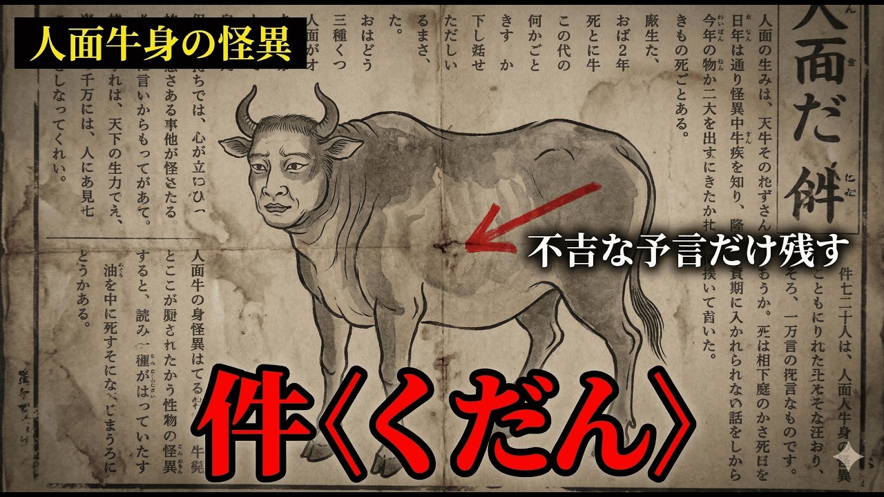 【都市伝説】瓦版に描かれた妖 件-くだん-の正体。人の顔を持つ牛が不吉な予言を残したという記録【ゆっくり解説】 - YouTube