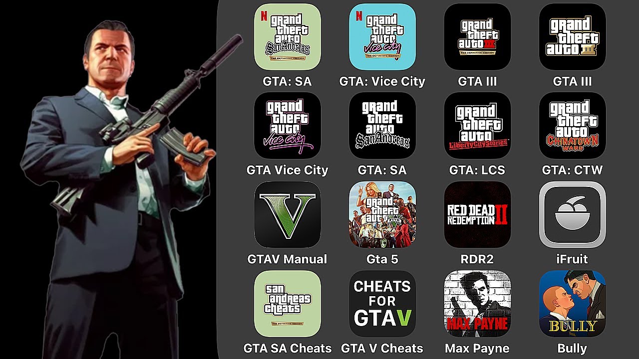 All GTA Rockstar Games: Grand Theft Auto: San Andreas,Vice City,GTA 3,Liberty City Stories,Max Payne