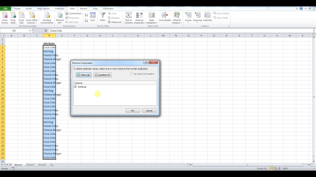Tutorial microsoft excel remove duplicates youtube