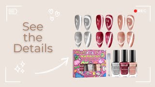 Closer look at this quick dry cat eye nail polish set!