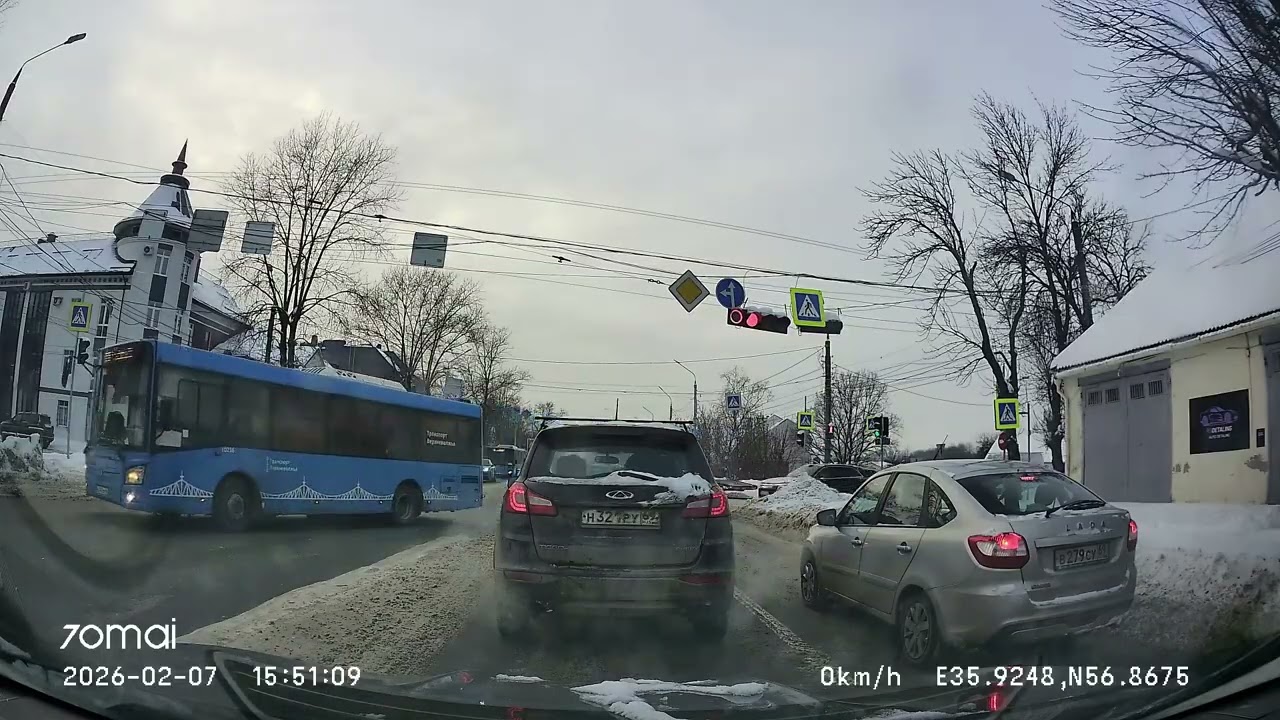 Driving in Tver region: Городня - Тверь 07/02/2026 (timelapse 4x)