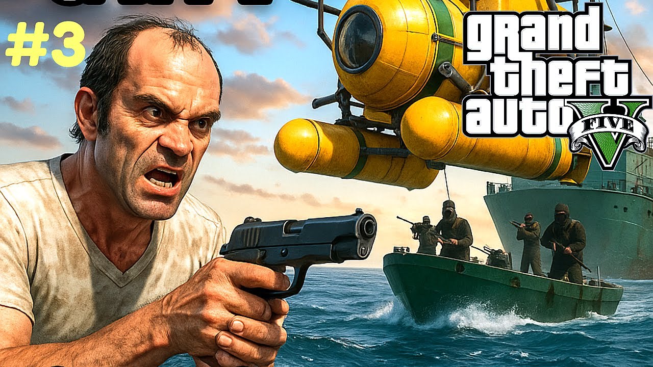 TRAVOR STEAL SUBMARINE FROM TERRORIST BOAT | GTA V GAMEPLAY #3
