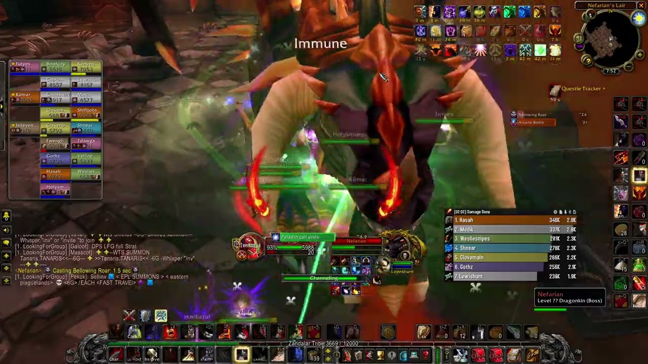 WoW Classic SoD fury warrior pve Blackwing Lair Nefarian 3 trial kill 3