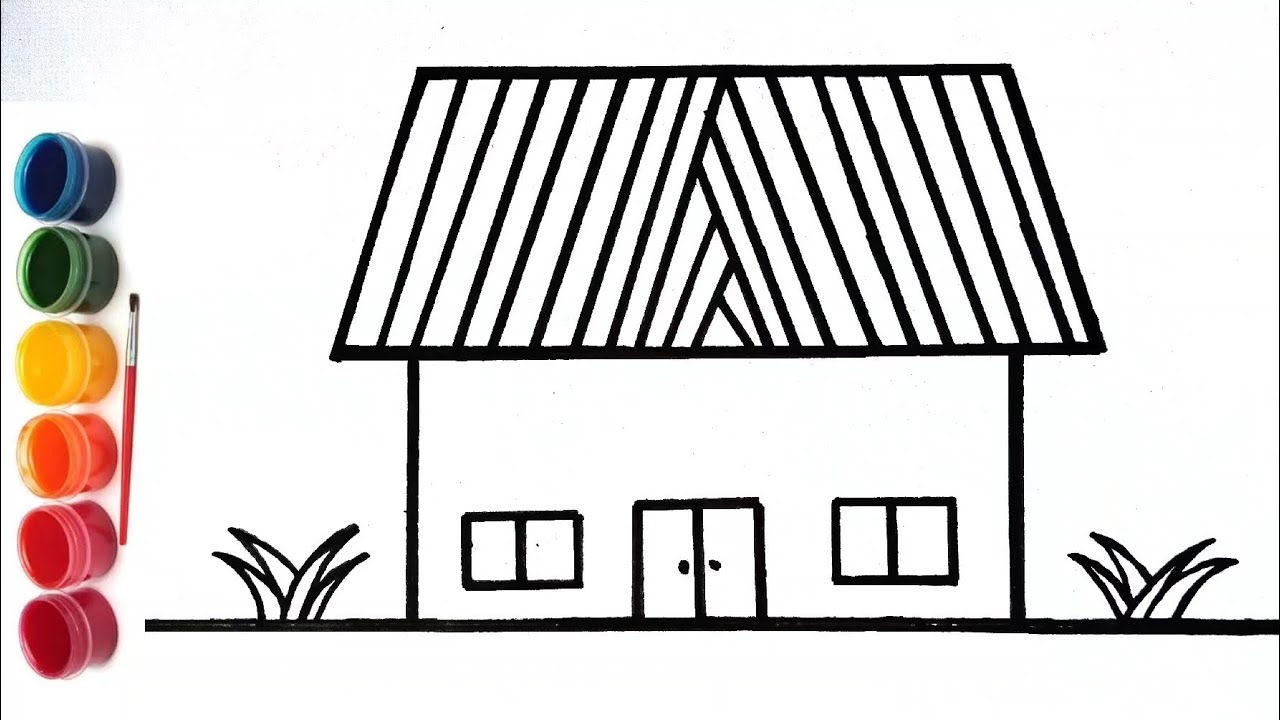 drawing house painting house easy drawing house for kids coloring and