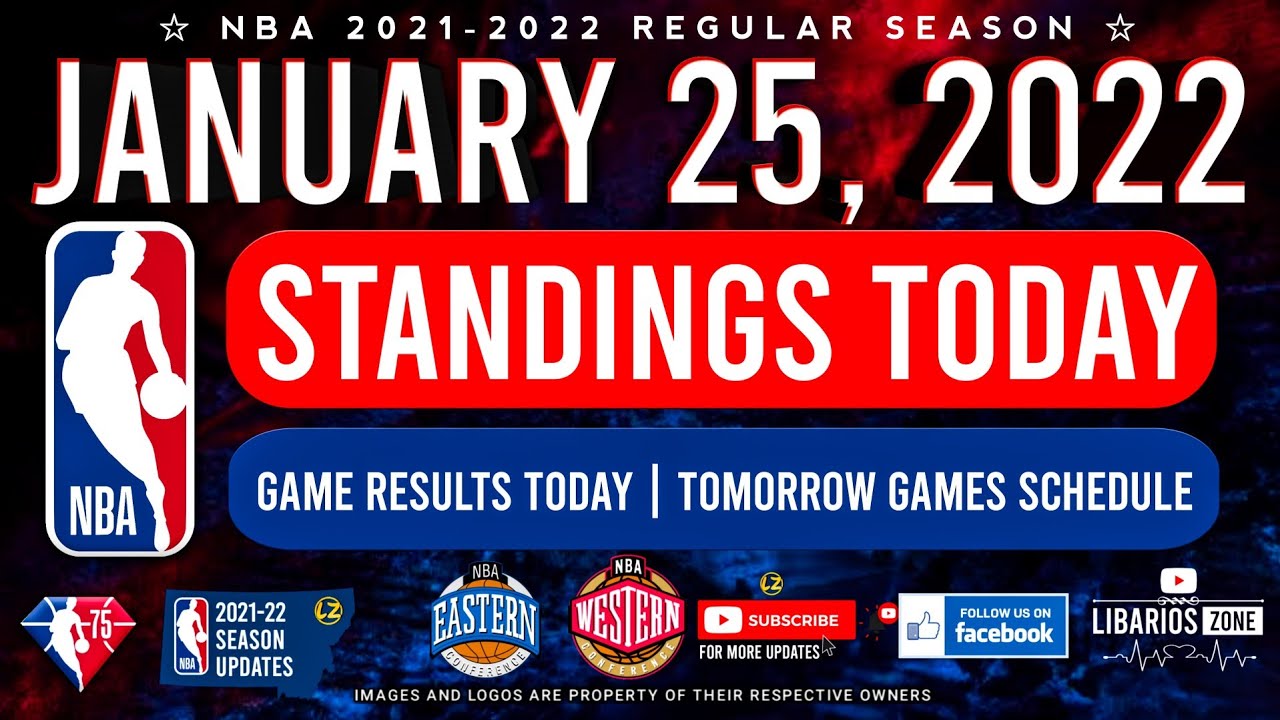 NBA Standings Today as of JANUARY 25, 2022 NBA Game Results Today NBA Tomorrow Games Schedule