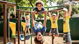 Cartoon Kids Playing In The Ground