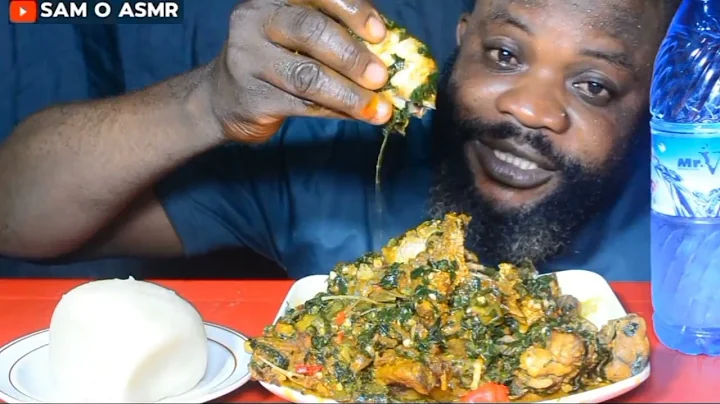 Asmr Mukbang Delicious Okra Soup With Cassava Fufu African Food Mukbang (Satisfying Sound). Eat