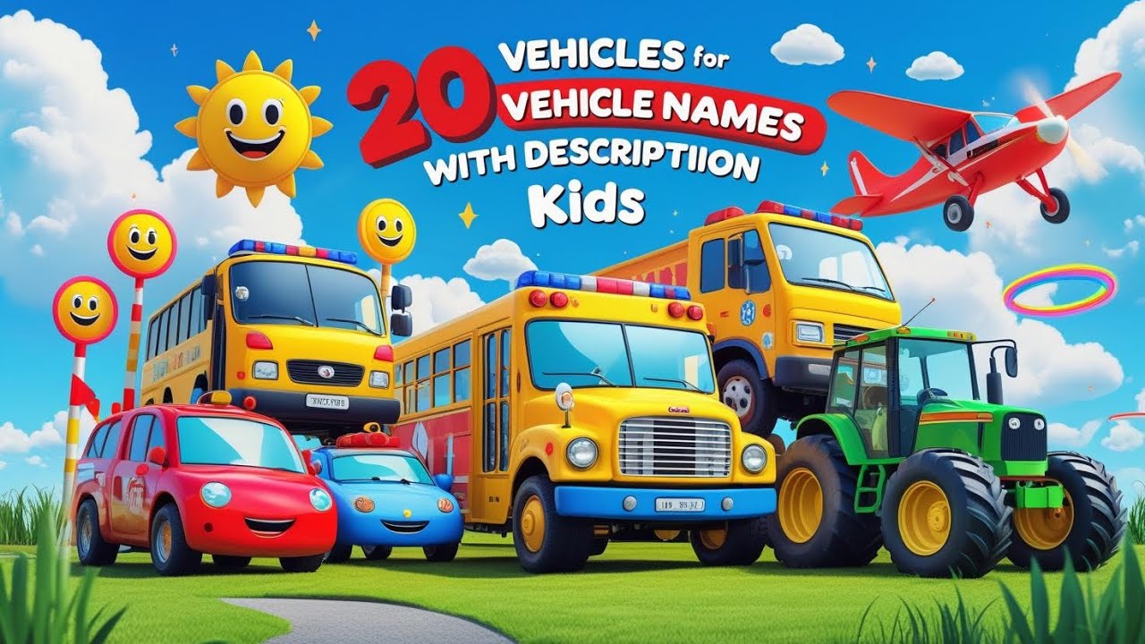 🚗 20 Vehicle Names with Pictures and Descriptions for Kids | Learn Vehicles with Fun Animations! 