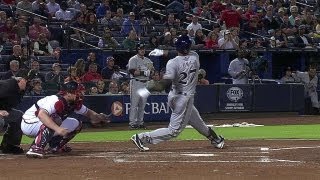 Gomez strikes out, bat flies to the backstop