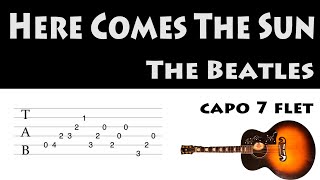 Video thumbnail of "Here Comes the Sun Guitar Tab capo 7 the Beatles"