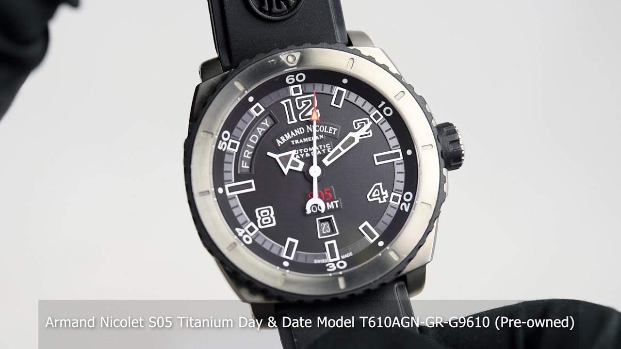 Armand Nicolet S05 Titanium Day & Date Model T610AGN-GR-G9610 (Pre
