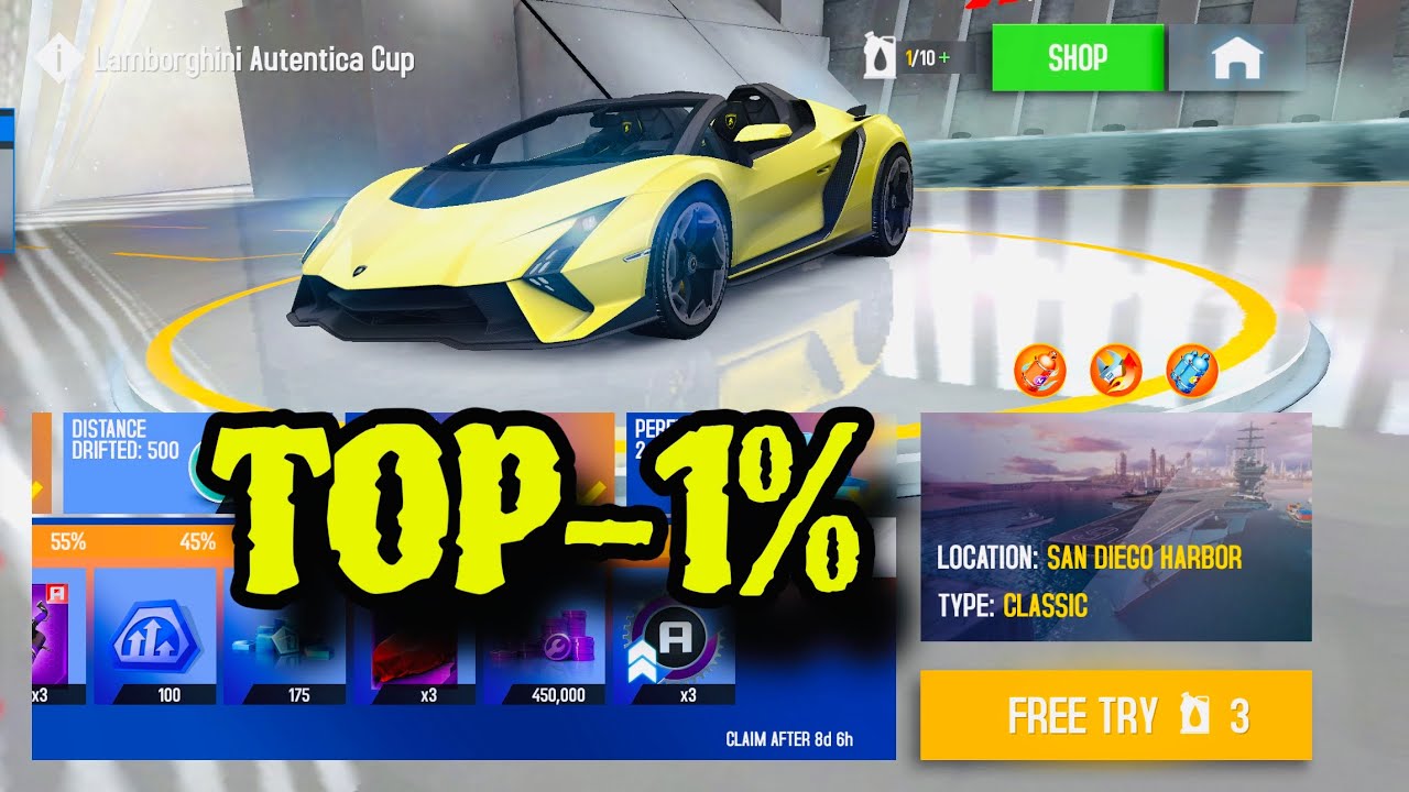 Asphalt 8, Lamborghini Autentica Cup San Diego Harbor Top 1% - YouTube