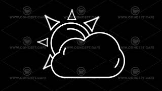 Day Cloud weather forecast line icon on the Alpha Channel