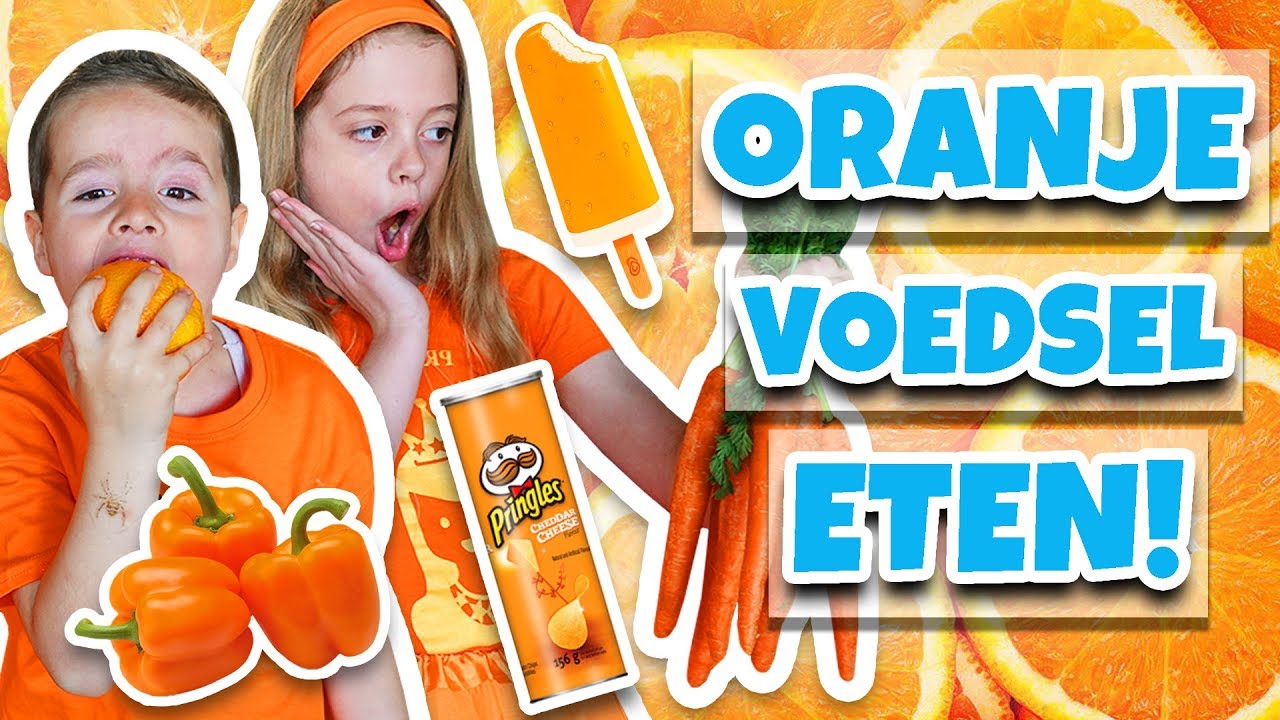 🇳🇱 KONINGSDAG: 24 UUR ORANJE ETEN !! 🍑🥮🍣 - Broer en Zus TV 