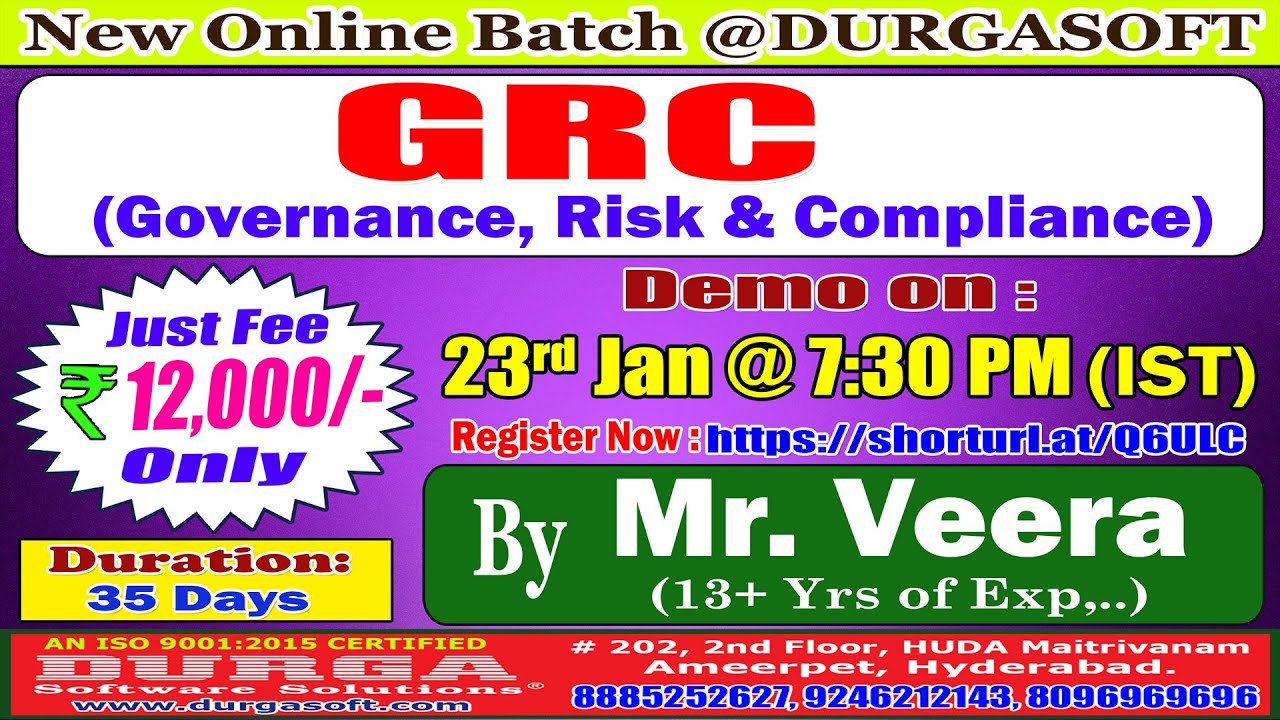 GRC (Governance, Risk & Compliance) Online Training @ DURGASOFT