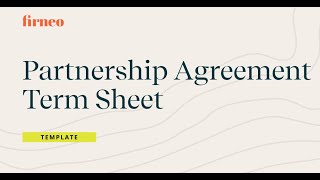 Partnership Agreement Term Sheet Template from Firneo